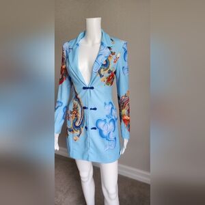 Vibrant Blue Dragon Print Dress